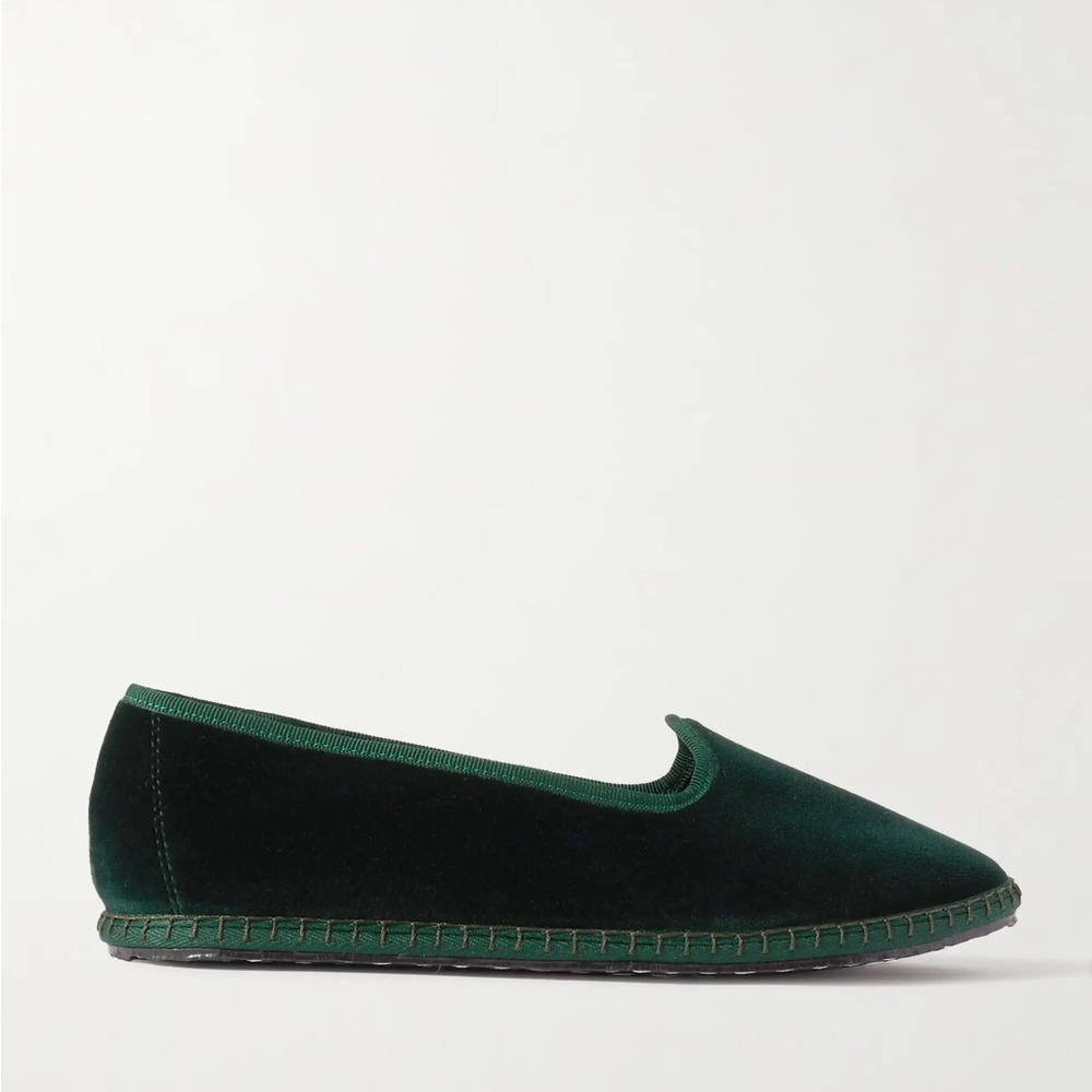 Vibi Venezia Emerald Green Velvet Slippers IT 40